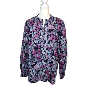 NEW Loft Floral Print Tunic Top with Smocking L